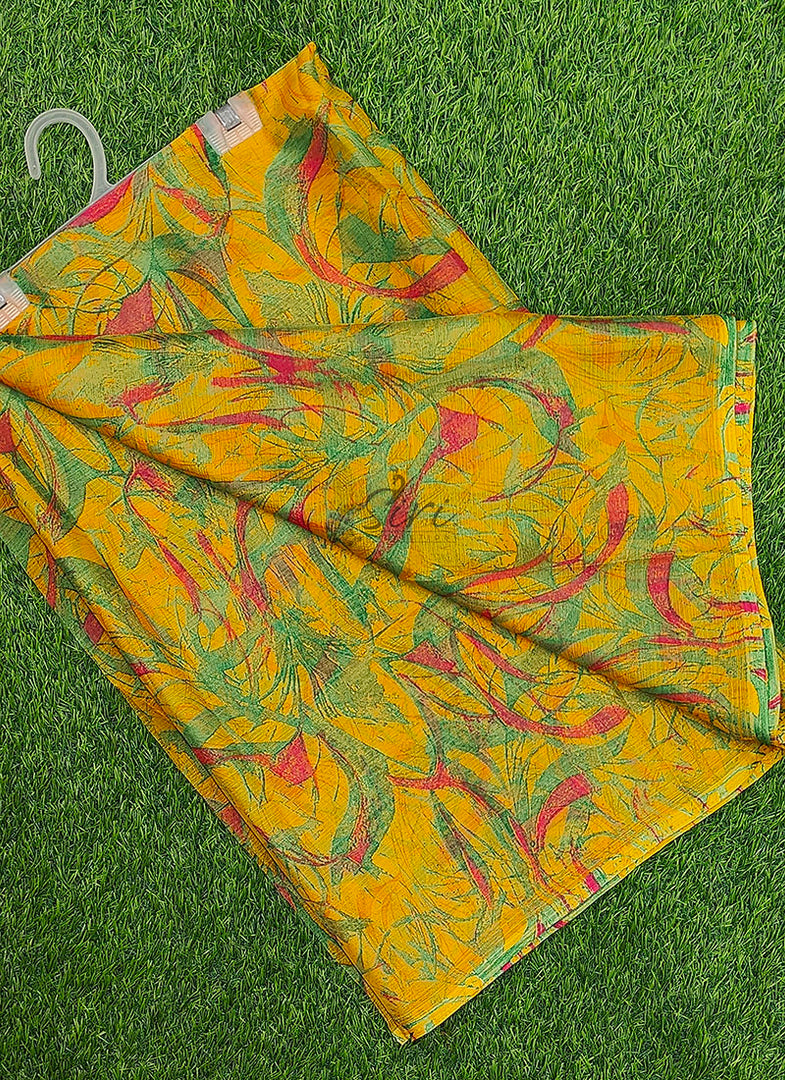 Latest Beautiful Printed Floral Nara Chiffon Saree