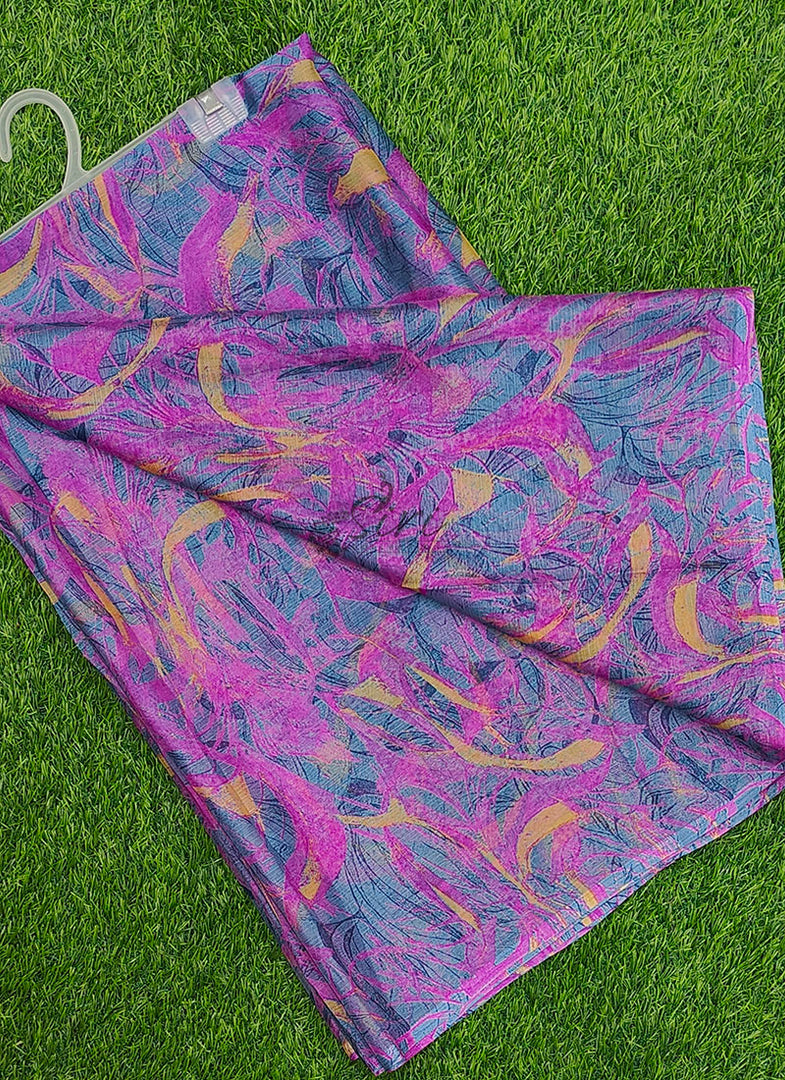 Latest Beautiful Printed Floral Nara Chiffon Saree