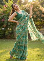Load image into Gallery viewer, Latest Beautiful Printed Floral Nara Chiffon Saree