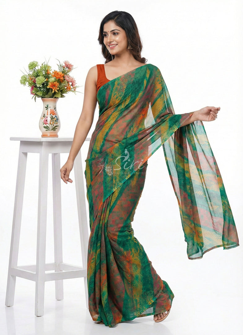 Latest Beautiful Printed Nara Chiffon Saree