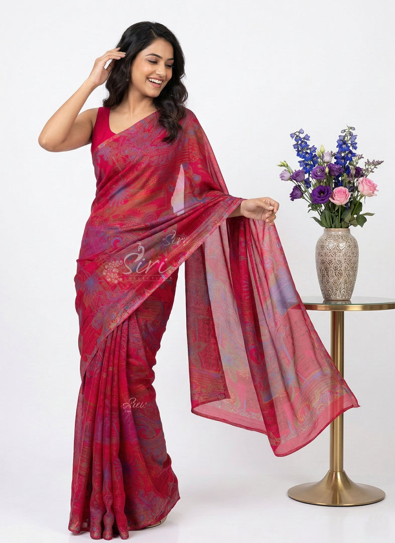 Latest Beautiful Printed Nara Chiffon Saree