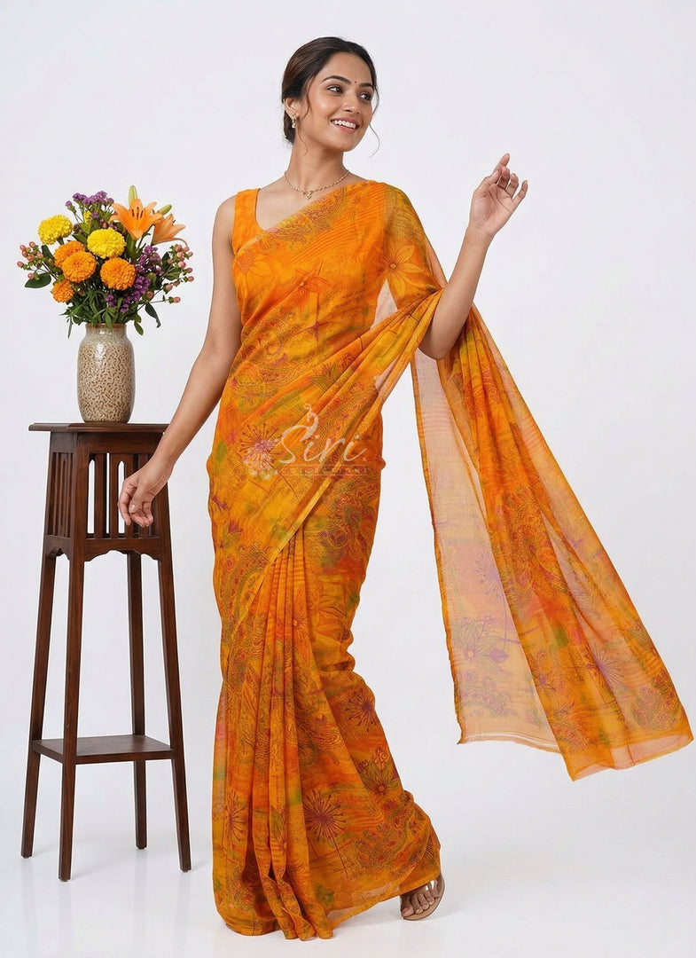 Latest Beautiful Printed Nara Chiffon Saree