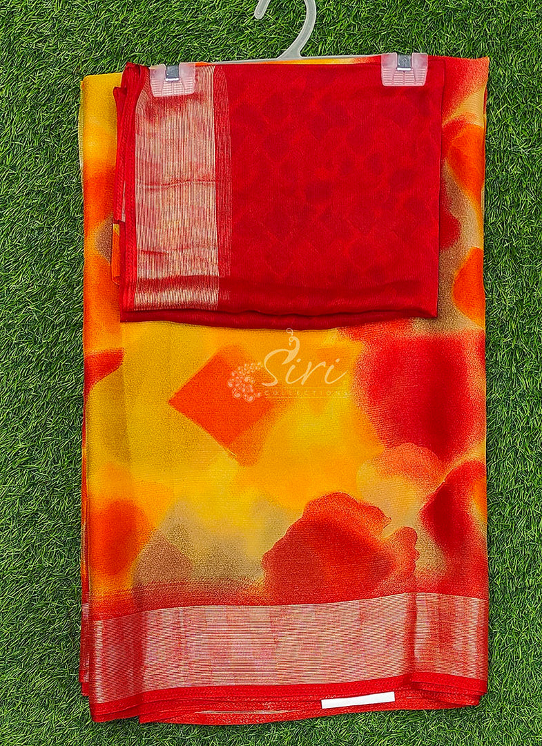 Latest Multi Colour Printed Chiffons Saree with Blouse