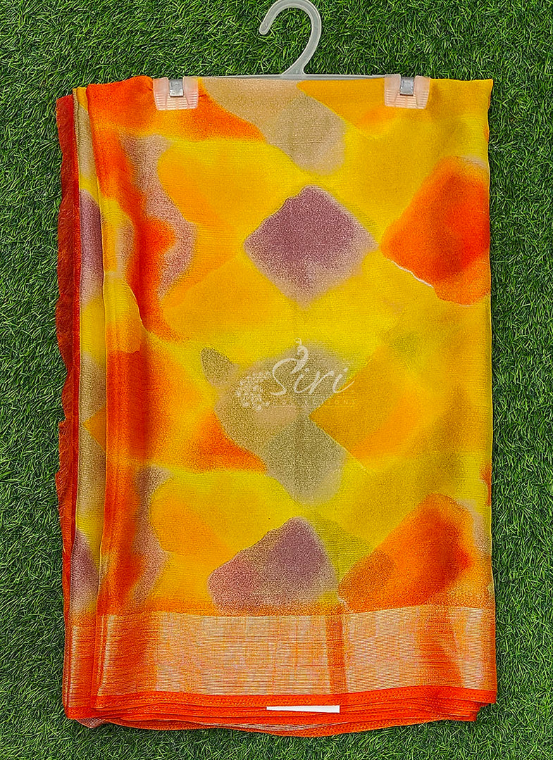 Latest Multi Colour Printed Chiffons Saree with Blouse