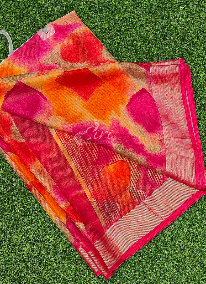 Latest Multi Colour Printed Chiffons Saree with Blouse