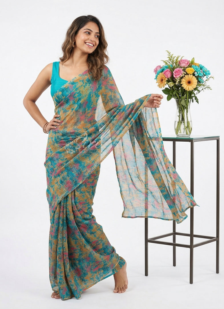 Latest Beautiful Printed Nara Chiffon Saree