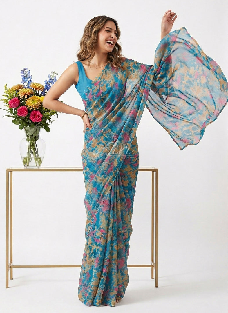 Latest Beautiful Printed Nara Chiffon Saree