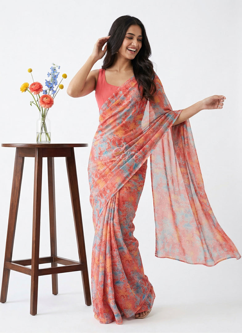 Latest Beautiful Printed Nara Chiffon Saree