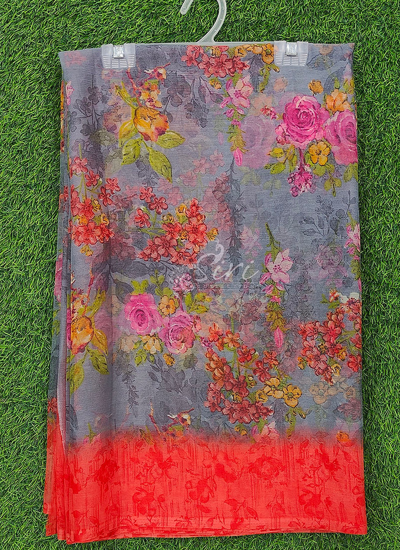 Latest Beautiful Printed Chiffon Saree with Border