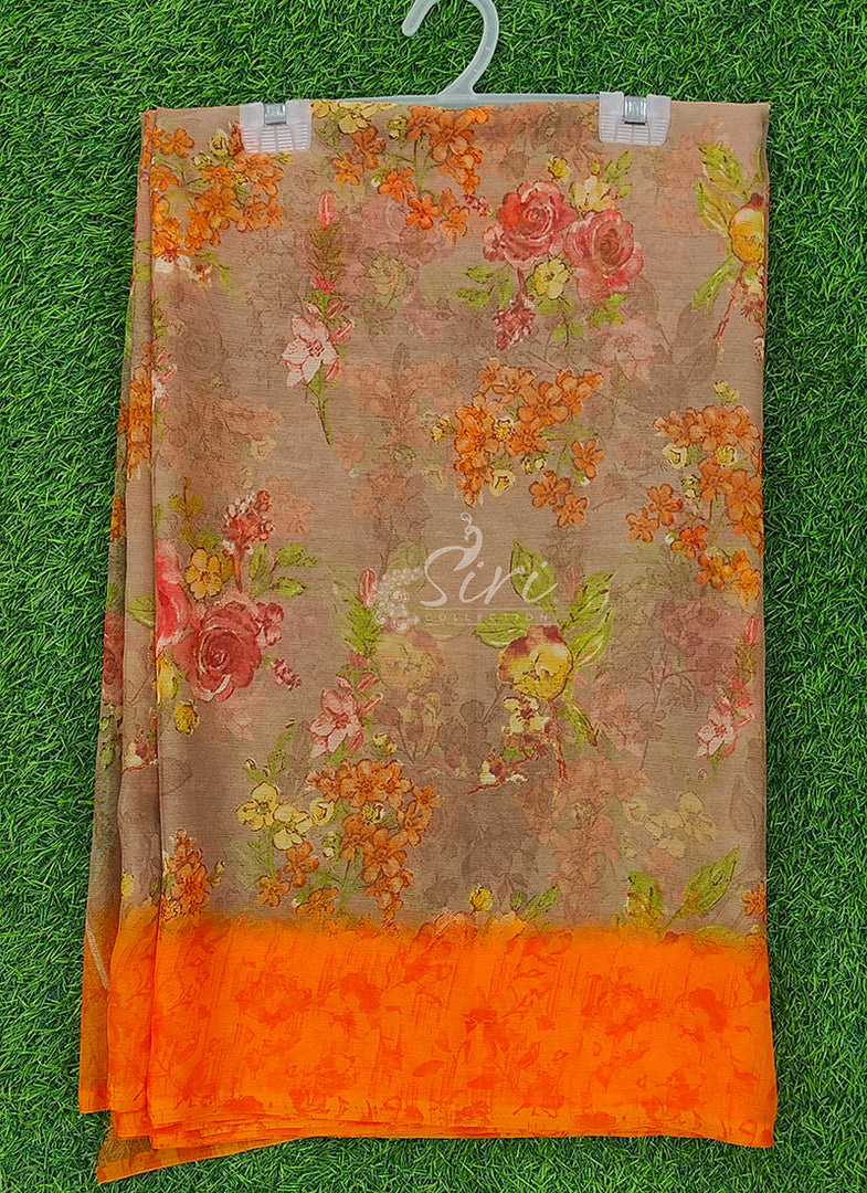 Latest Beautiful Printed Chiffon Saree with Border