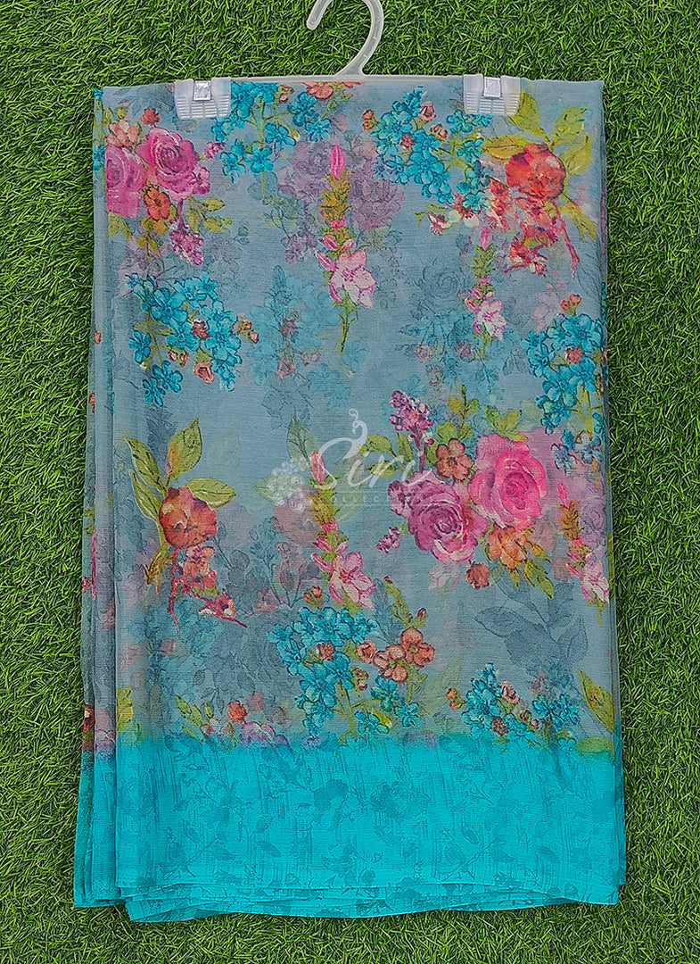Latest Beautiful Printed Chiffon Saree with Border