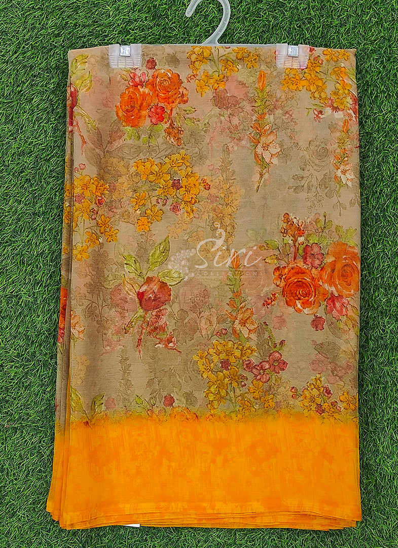 Latest Beautiful Printed Chiffon Saree with Border