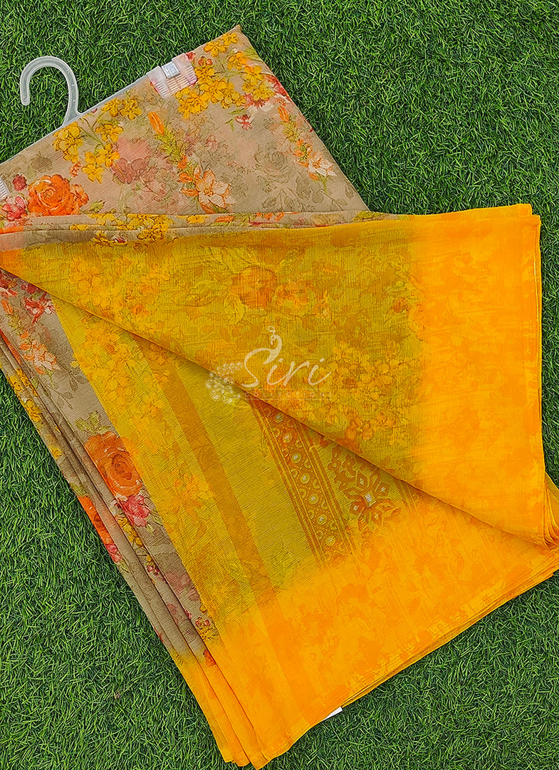 Latest Beautiful Printed Chiffon Saree with Border