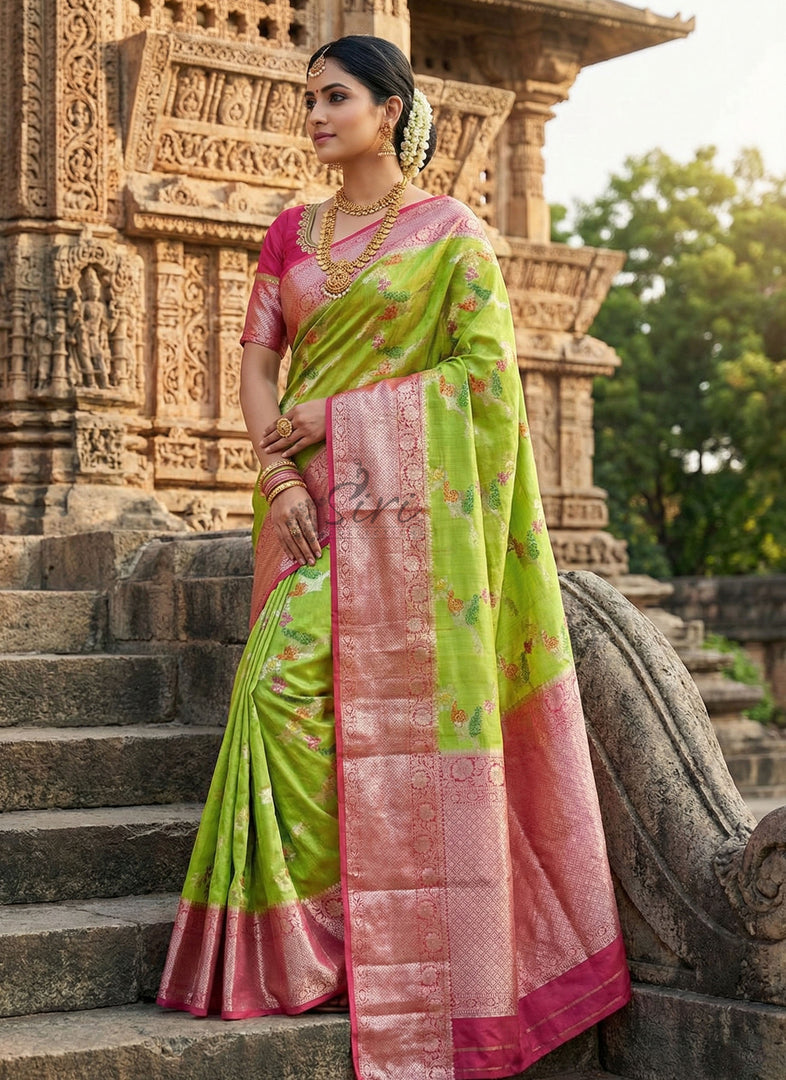 Beautiful Pure Matka Dupion Silk Saree in Rich Border Pallu