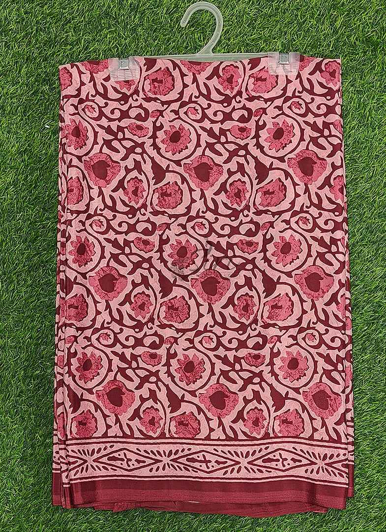 Beautiful Floral Printed Crepe Silk Saree