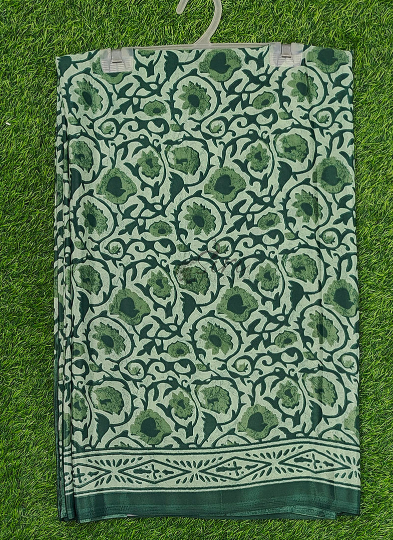 Beautiful Floral Printed Crepe Silk Saree