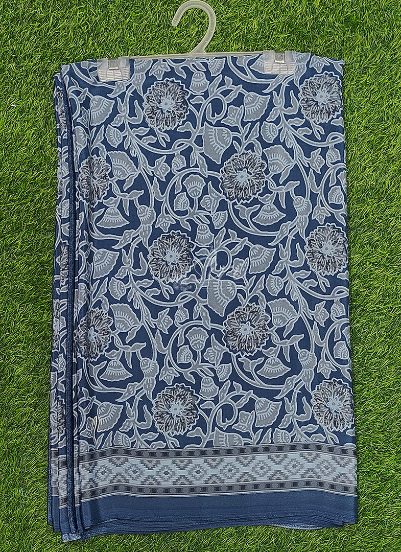 Beautiful Floral Printed Crepe Silk Saree