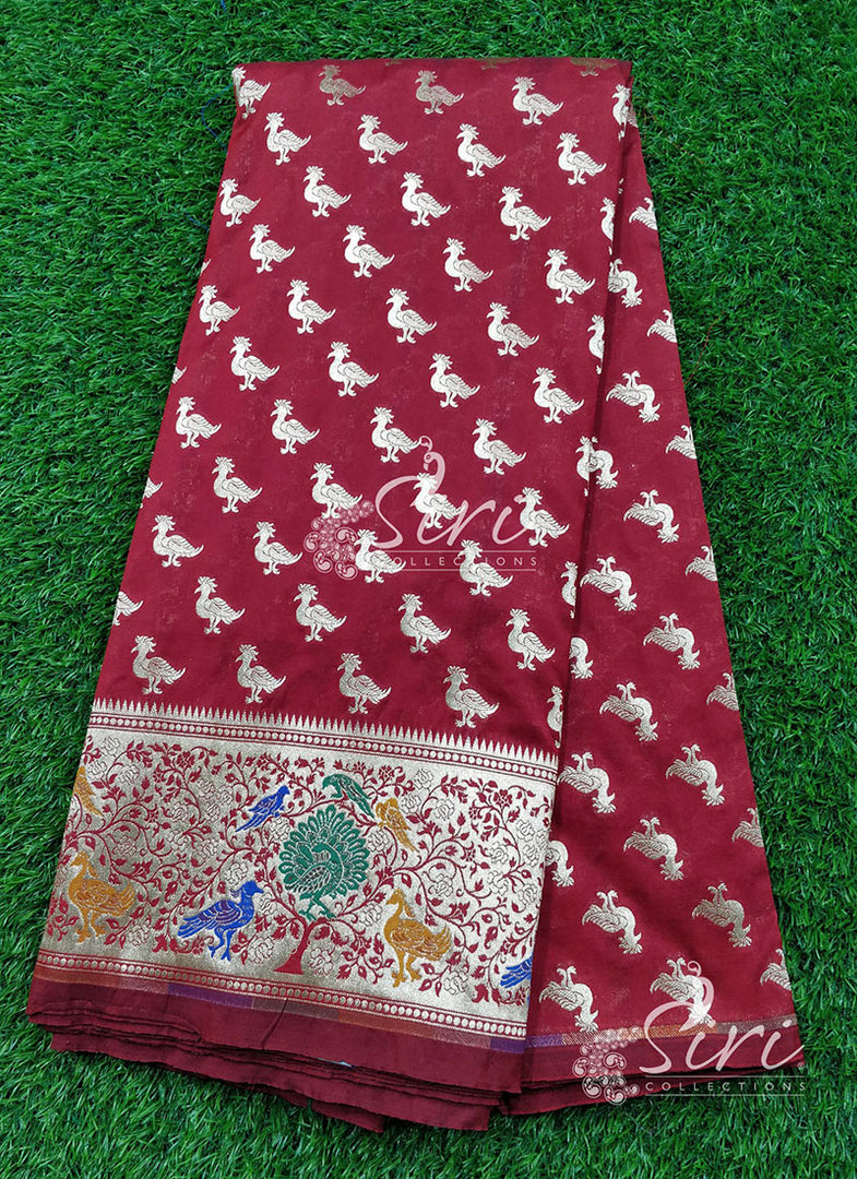 Beautiful Banarasi Silk Fabric in one side Paithani Border