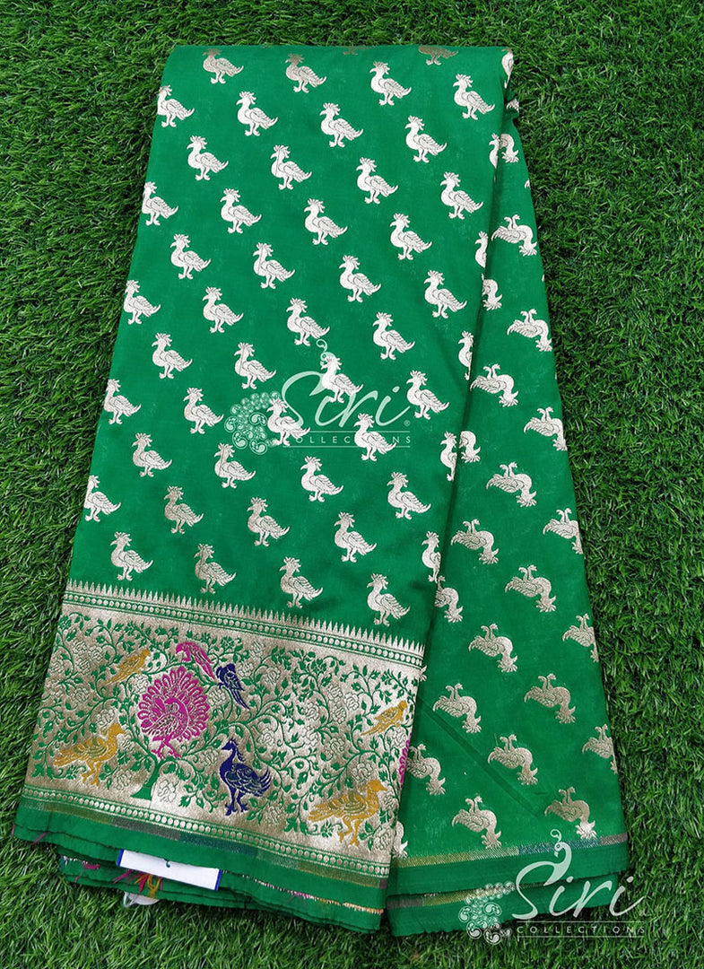 Beautiful Banarasi Silk Fabric in one side Paithani Border