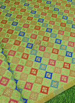 Load image into Gallery viewer, Green Banarasi Silk Fabric in Multi Colour Weave