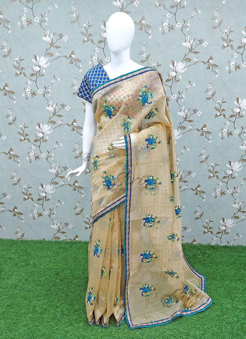 Lovely Designer Organza Saree in Embroidery Work