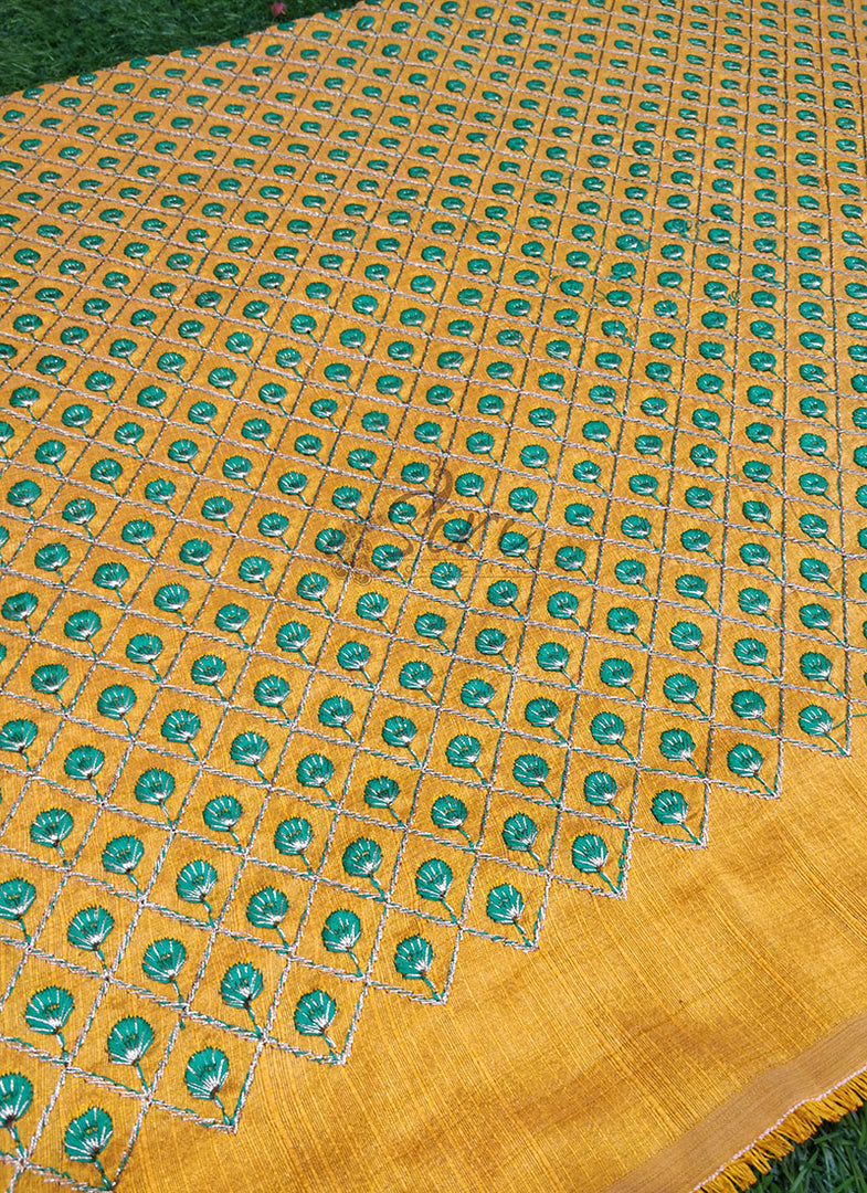 Elegant Raw Silk Fabric in Embroidery Work