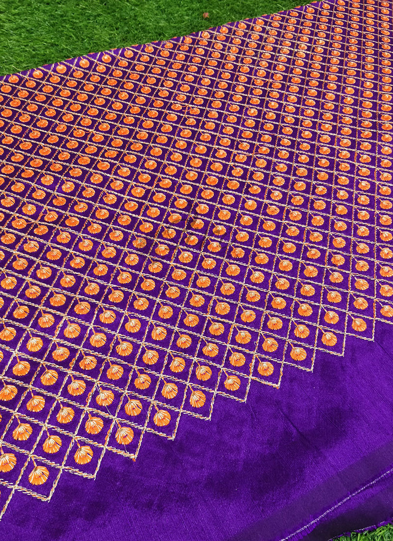 Elegant Raw Silk Fabric in Embroidery Work