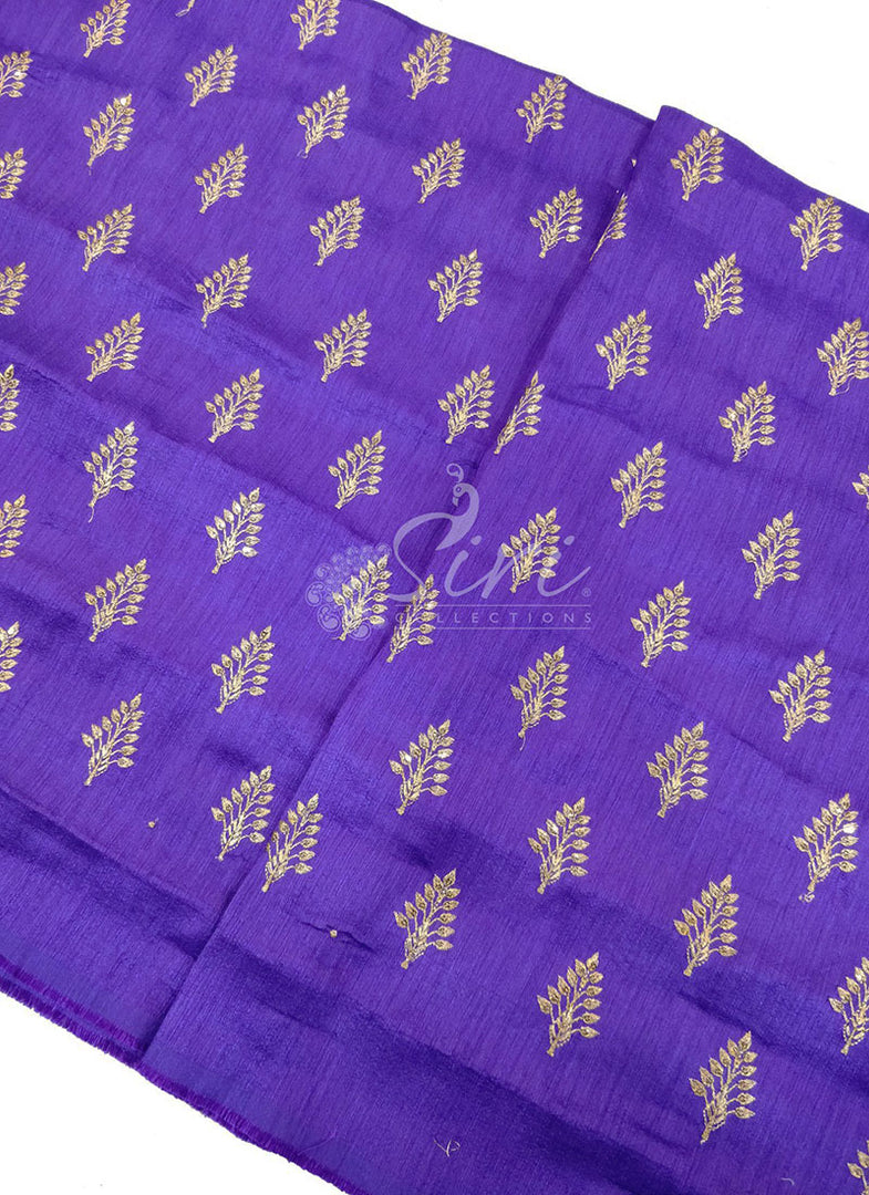 Raw Silk Fabric in Zari Embroidery and Sequins Buti
