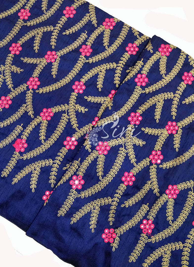Beautiful Raw Silk Fabric in Embroidery Work