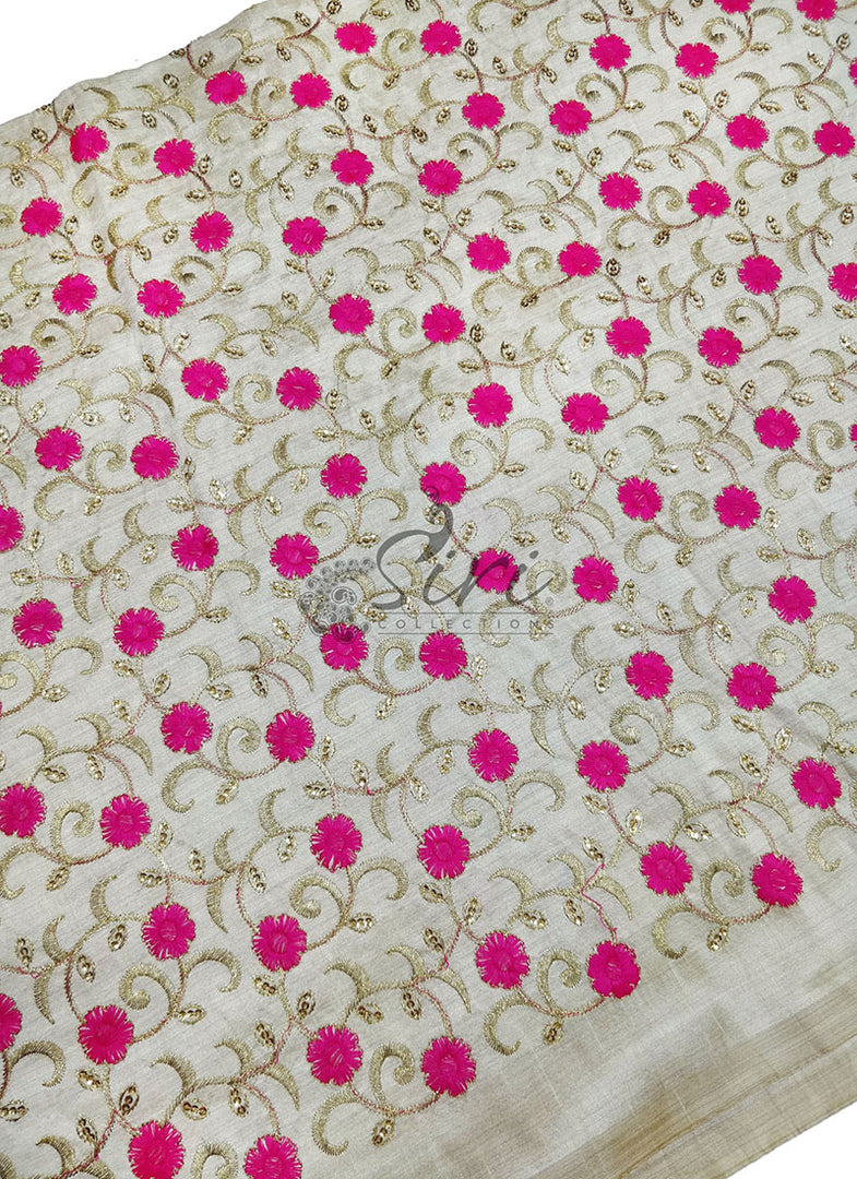 Raw Silk Fabric in Embroidery and Sequins Work