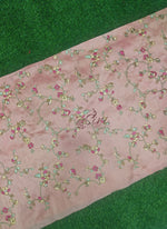 Load image into Gallery viewer, Pale/light Peach Raw Silk Fabric in Embroidery Work