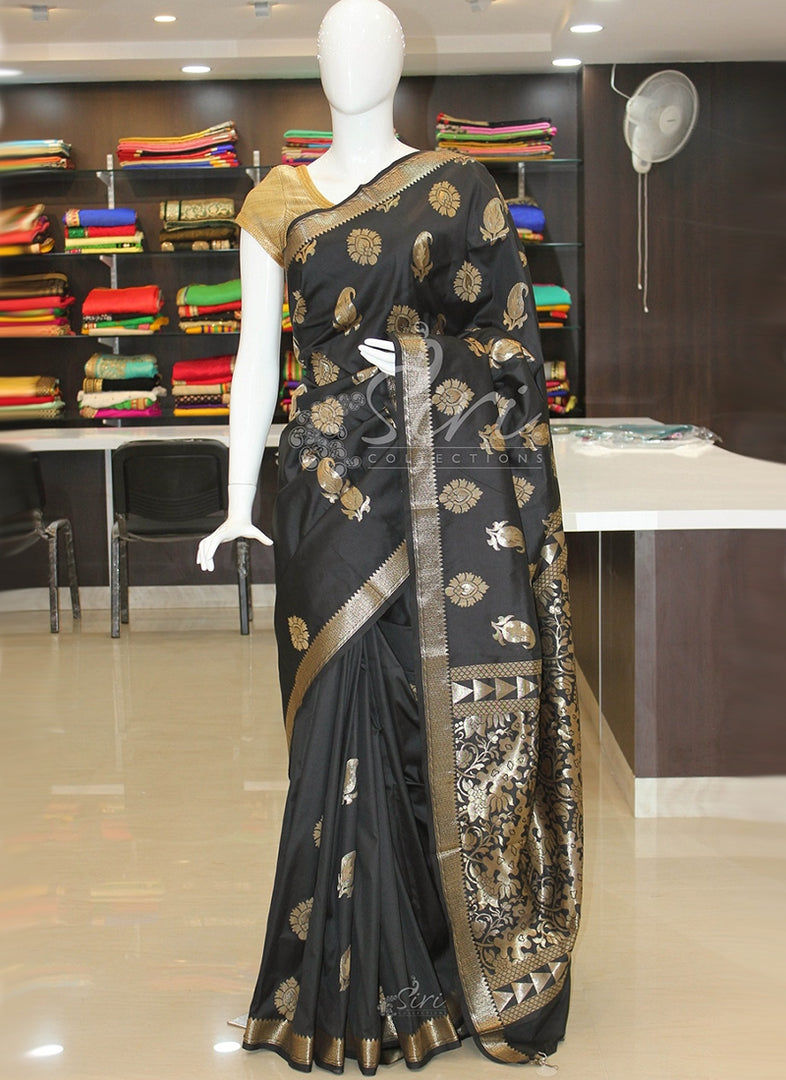 Fancy Banarasi Silk Saree in Black