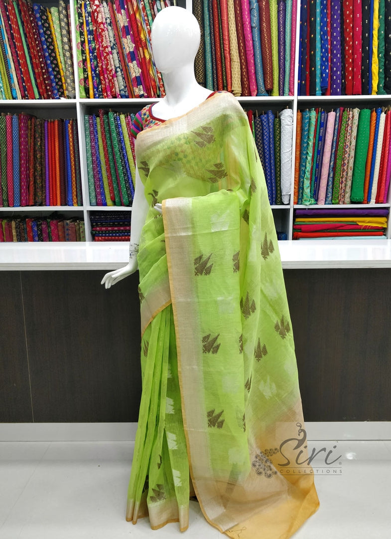 Elegant Designer Pure Banarasi Linen Saree