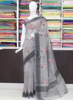 Load image into Gallery viewer, Elegant Grey Saree in Self Borders and Embroidery Work
