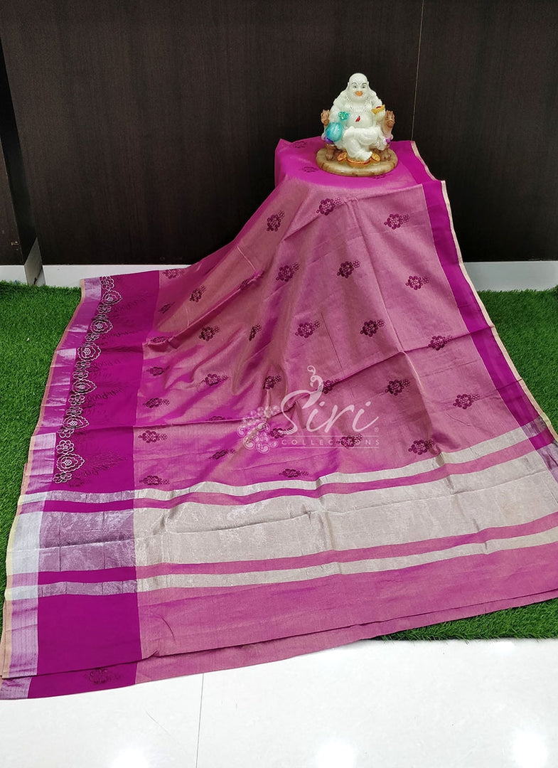 Fancy Cotton Silk Saree in Embroidery Work