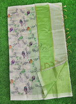Load image into Gallery viewer, Lovely Cute Birds Print Linen Cotton Saree