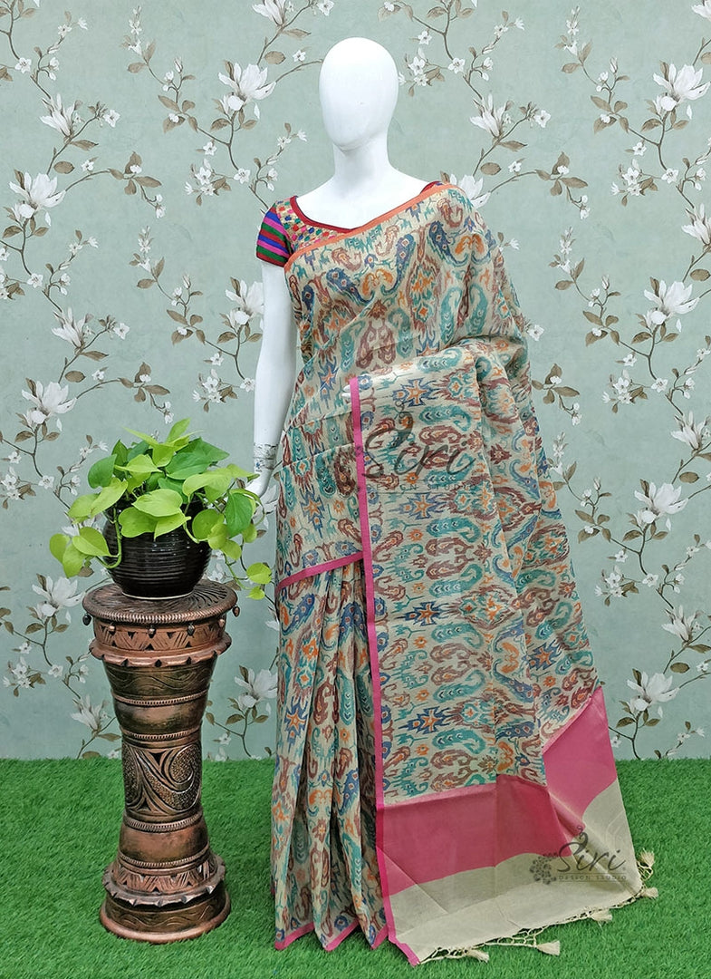 Elegant Printed Tissue Saree