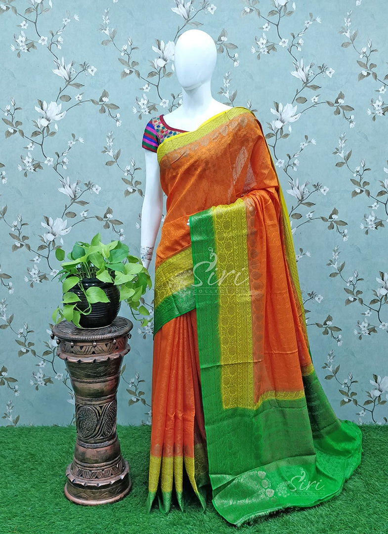 Green Self Design Weaving Soft Silk Saree – Cherrypick