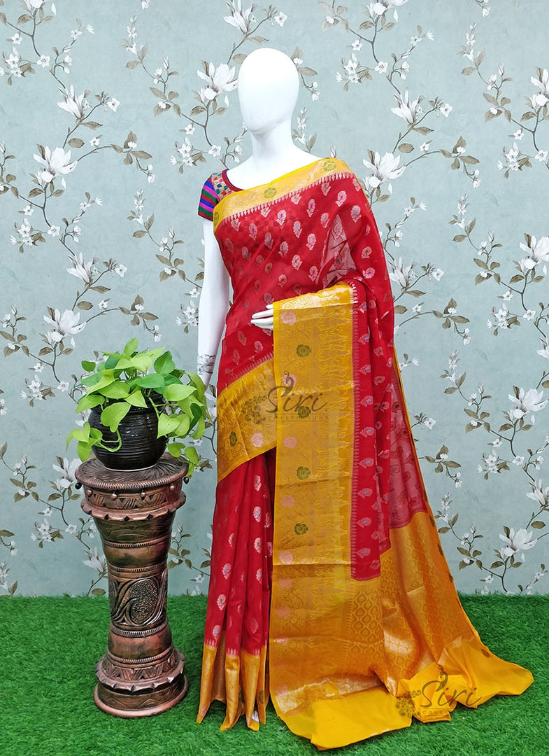 Lovely Soft Banarasi Cotton Silk Saree in Buti Design