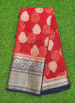 Load image into Gallery viewer, Beautiful Red and Navy Blue Soft Organza Paithani Saree