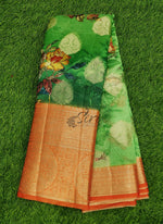 Load image into Gallery viewer, Beautiful Floral Printed Organza Saree with Kanchi Border
