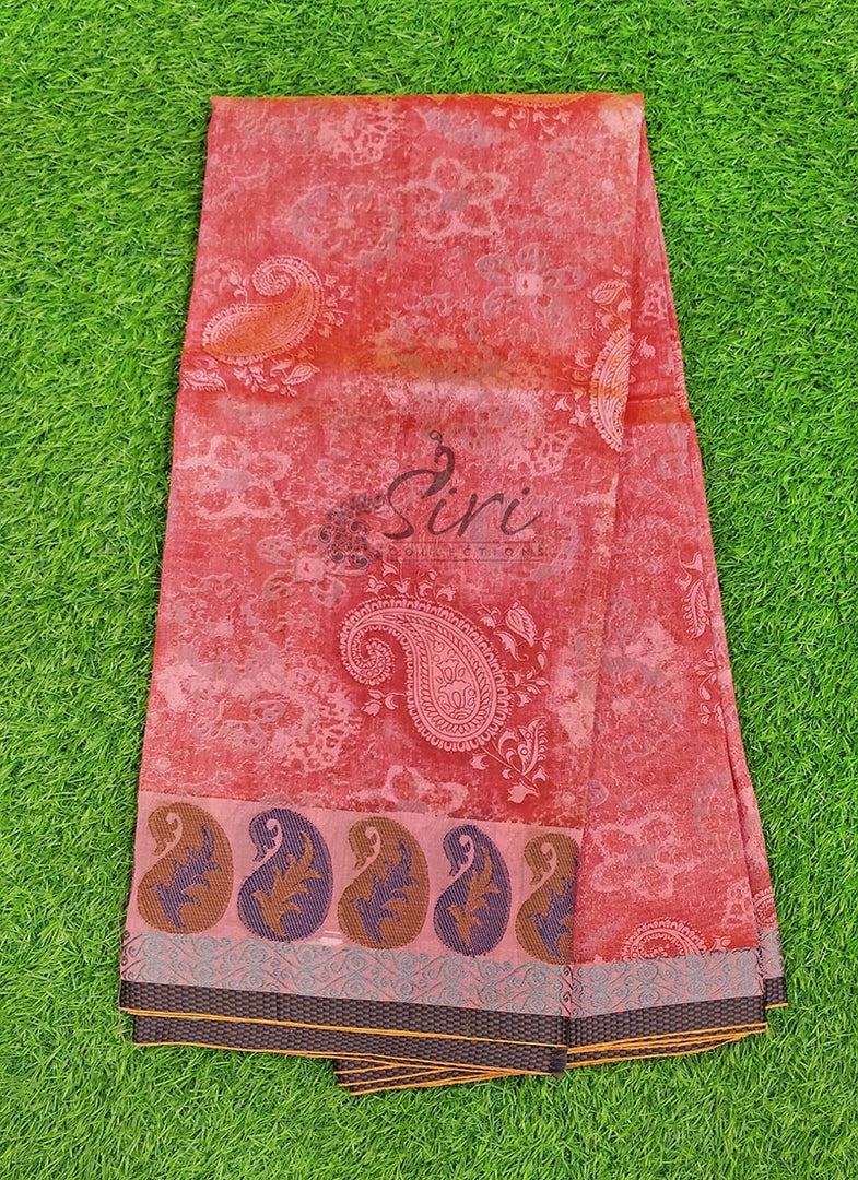 Elegant Printed Chanderi Saree with Self Border