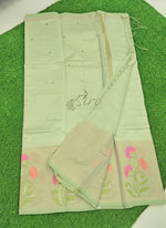 Load image into Gallery viewer, Beautiful Pista Green Chanderi Saree in Embroidery Work