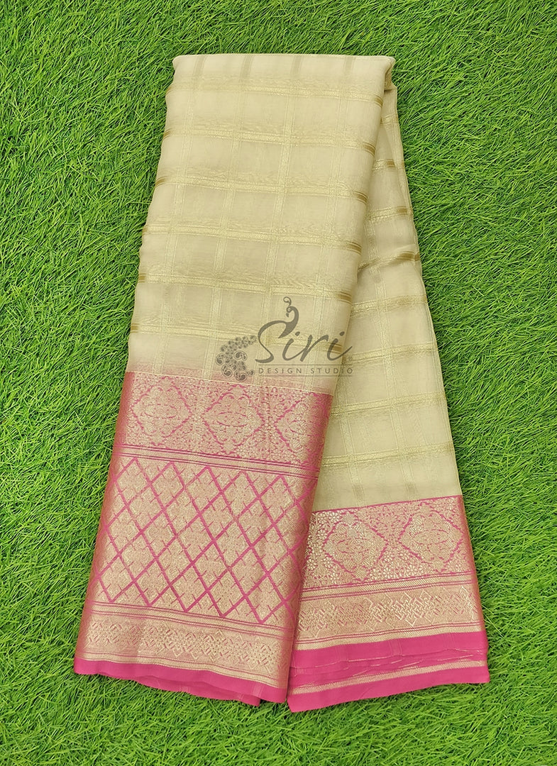 Lovely Banarasi Kora Saree Contrast Border