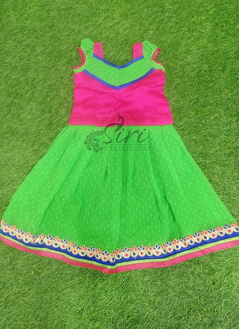 Beautiful Stitched Trendy Pattu Pavadai For Young Small Girls-Yellow