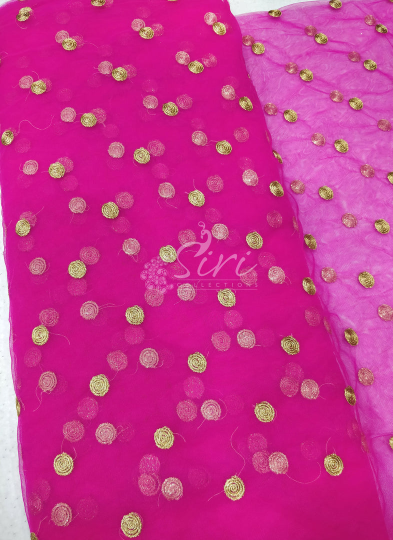 Lovely Net Fabric in all over Gold Buti