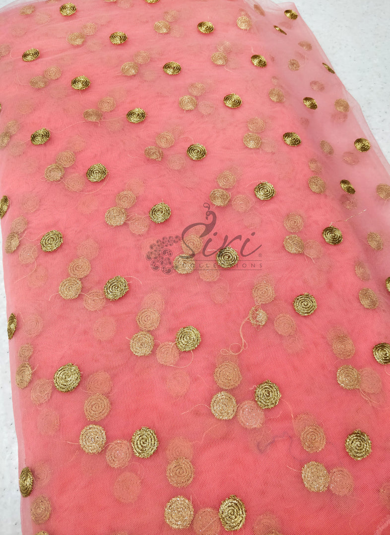 Lovely Net Fabric in all over Gold Buti
