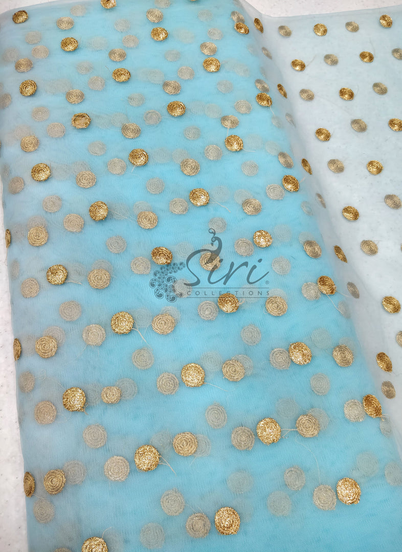 Lovely Net Fabric in all over Gold Buti