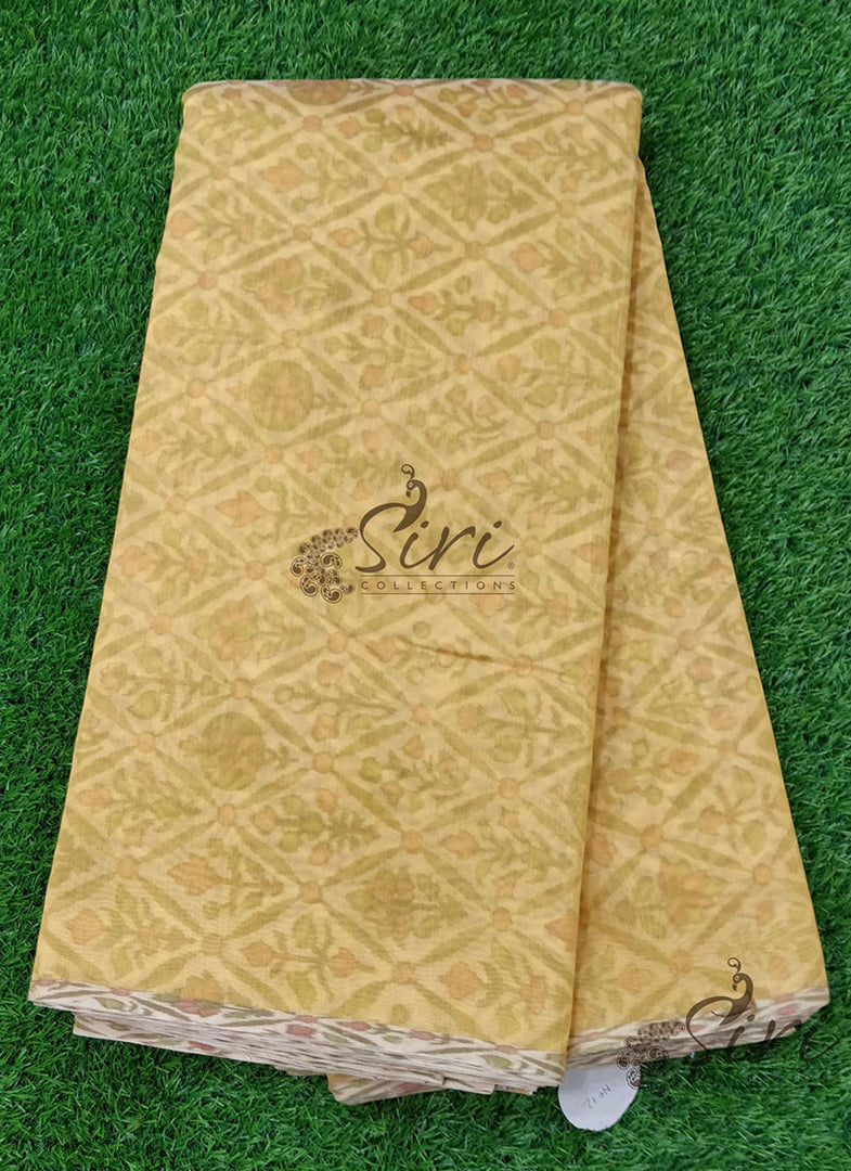 Pretty Chanderi Fabric with Ikkat Printed Design