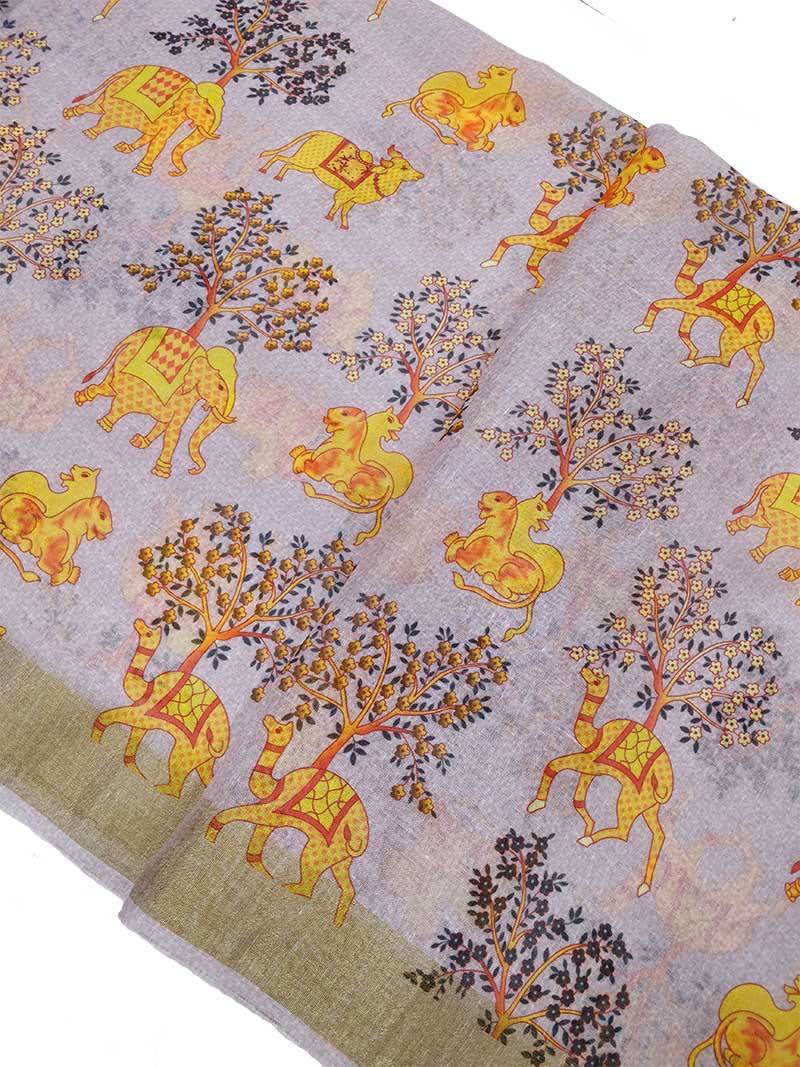 Lovely Digital Print Linen Cotton Blend Fabric